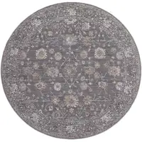 Photo of 6' Taupe Blue And Orange Round Floral Power Loom Area Rug
