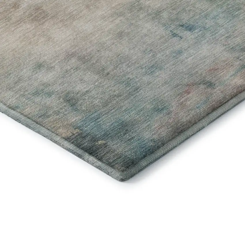 8' Taupe Blush And Teal Abstract Washable Area Rug With UV Protection Photo 7