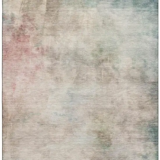 8' Taupe Blush And Teal Abstract Washable Area Rug With UV Protection Photo 3