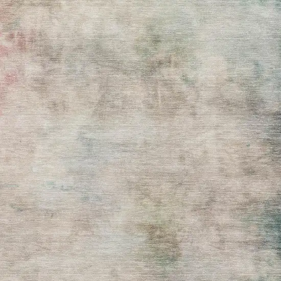 8' Taupe Blush And Teal Abstract Washable Area Rug With UV Protection Photo 2