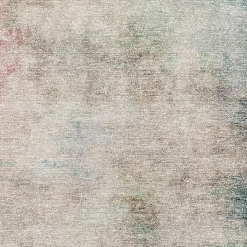 8' Taupe Blush And Teal Abstract Washable Area Rug With UV Protection Photo 2