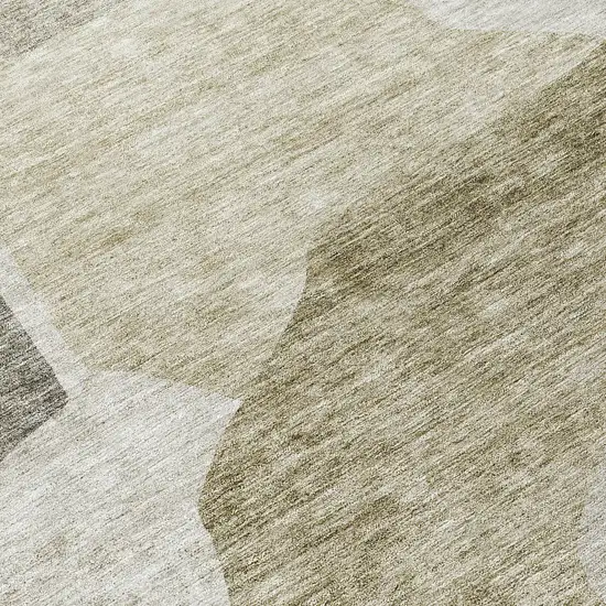8' Taupe Brown And Beige Round Abstract Washable Indoor Outdoor Area Rug Photo 8