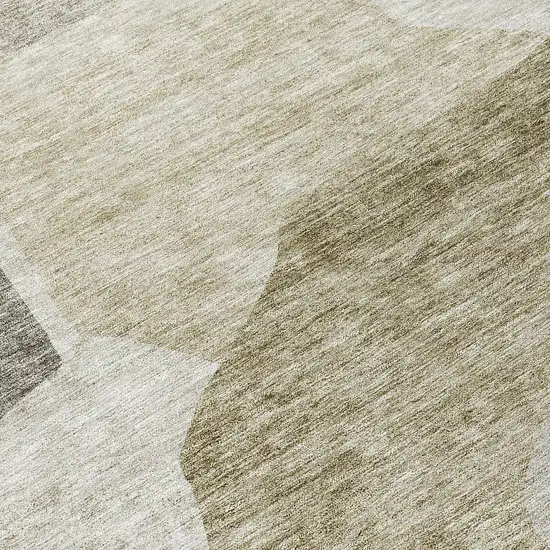 8' Taupe Brown And Beige Round Abstract Washable Indoor Outdoor Area Rug Photo 8
