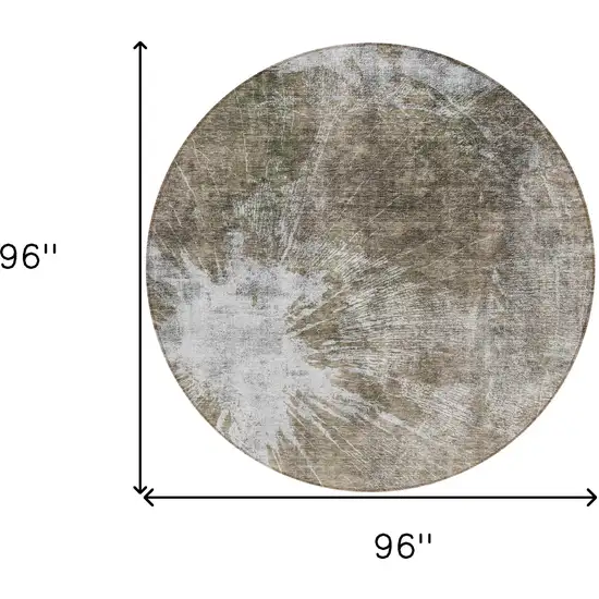 8' Taupe Brown And Beige Round Abstract Washable Indoor Outdoor Area Rug Photo 8