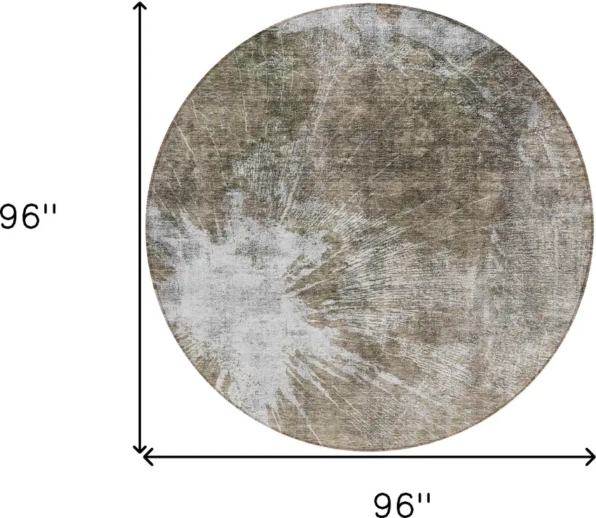 8' Taupe Brown And Beige Round Abstract Washable Indoor Outdoor Area Rug Photo 8