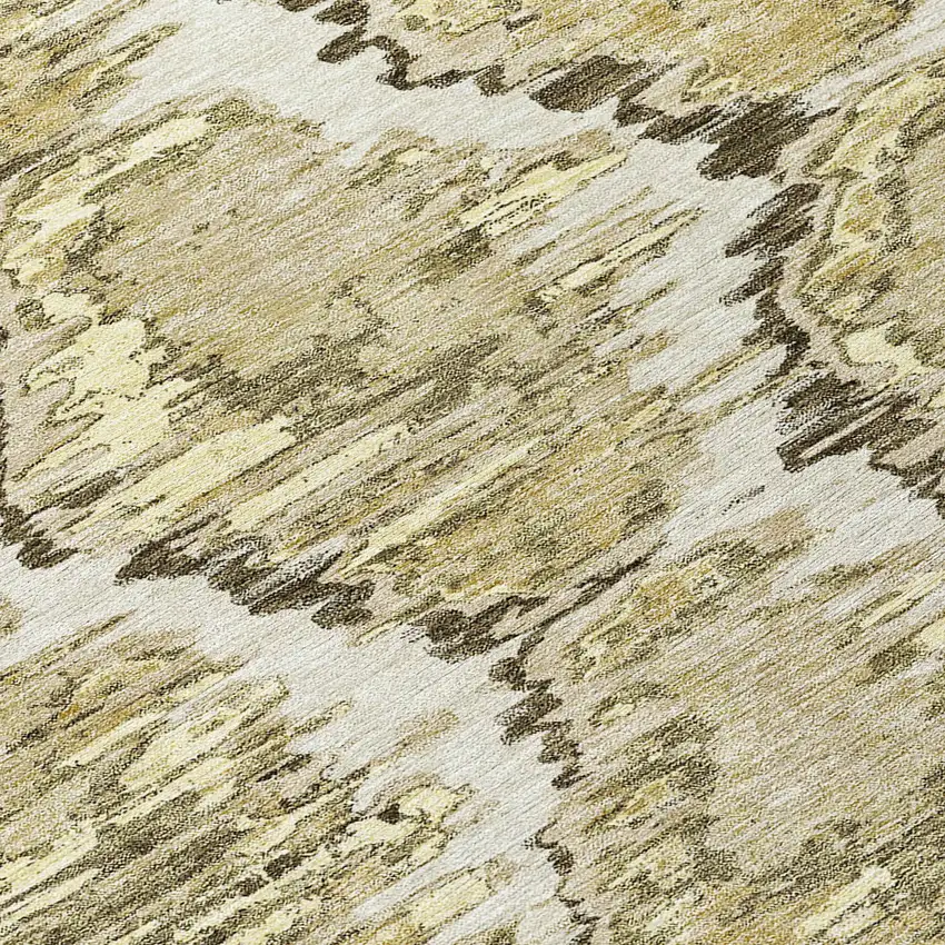 8' Taupe Brown And Beige Round Abstract Washable Indoor Outdoor Area Rug Photo 9