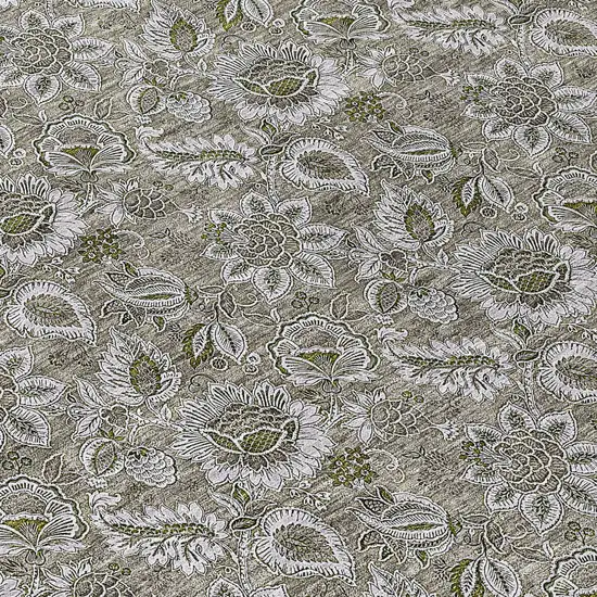 8' Taupe Brown And Beige Round Floral Washable Indoor Outdoor Area Rug Photo 8