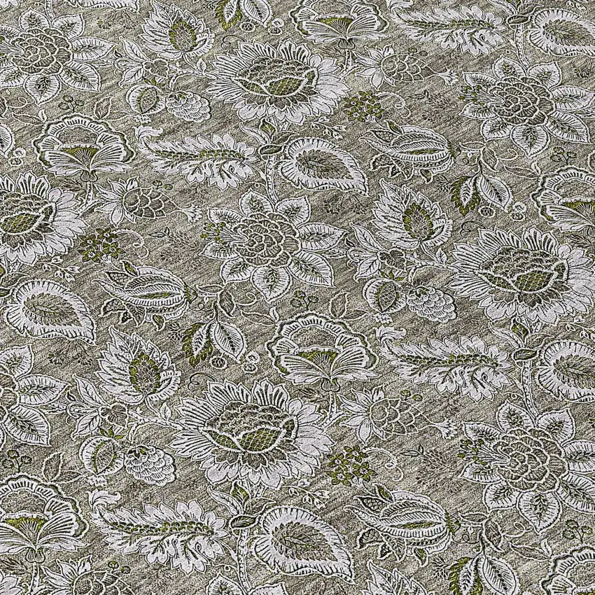 8' Taupe Brown And Beige Round Floral Washable Indoor Outdoor Area Rug Photo 8
