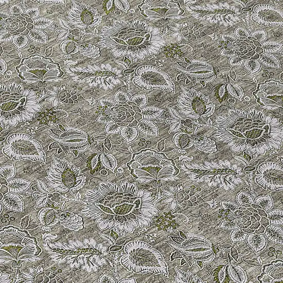 8' Taupe Brown And Beige Round Floral Washable Indoor Outdoor Area Rug Photo 8