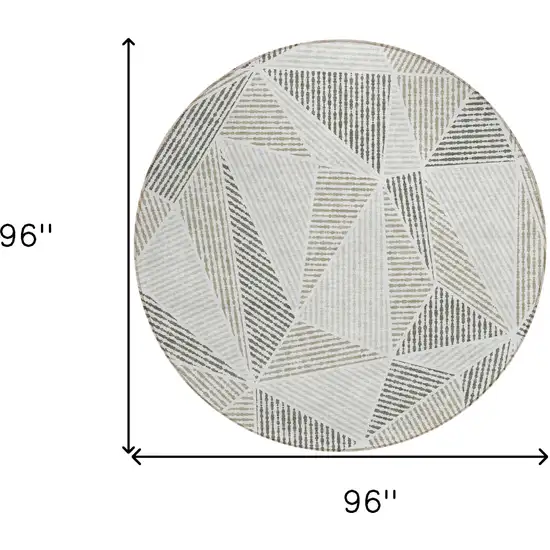 8' Taupe Brown And Beige Round Geometric Washable Indoor Outdoor Area Rug Photo 3
