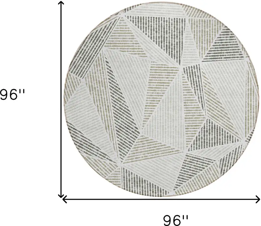 8' Taupe Brown And Beige Round Geometric Washable Indoor Outdoor Area Rug Photo 3