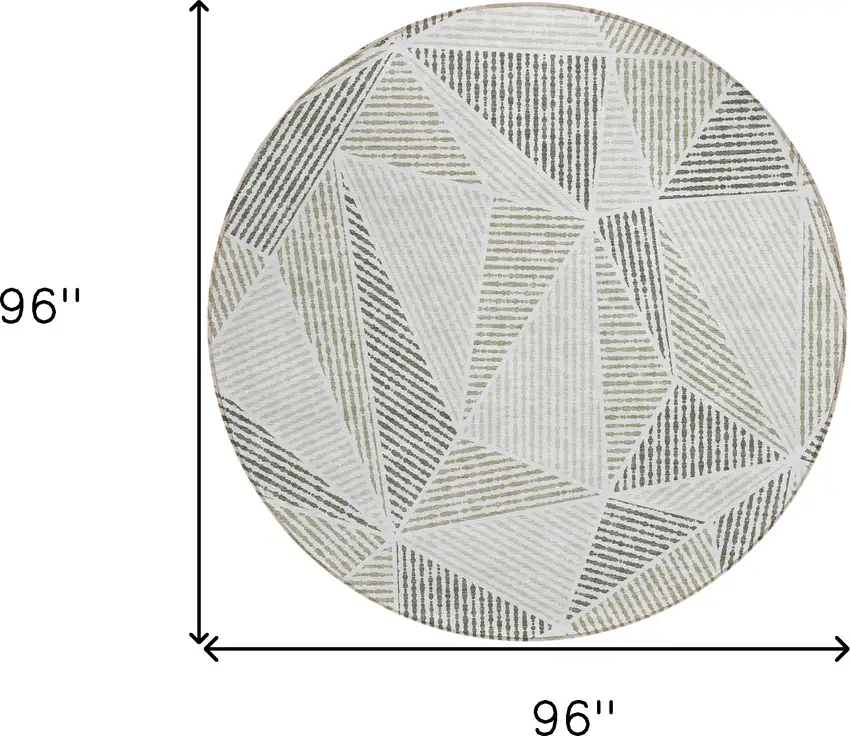 8' Taupe Brown And Beige Round Geometric Washable Indoor Outdoor Area Rug Photo 3