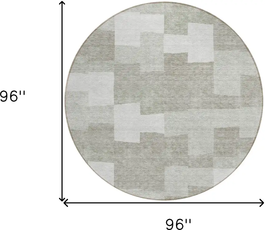 8' Taupe Brown And Beige Round Geometric Washable Indoor Outdoor Area Rug Photo 3