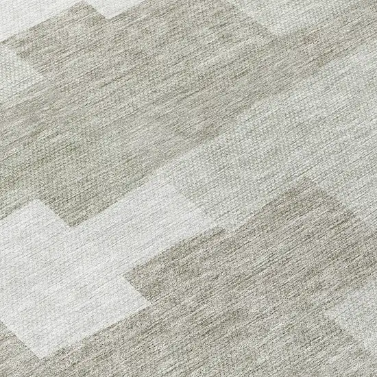 8' Taupe Brown And Beige Round Geometric Washable Indoor Outdoor Area Rug Photo 8