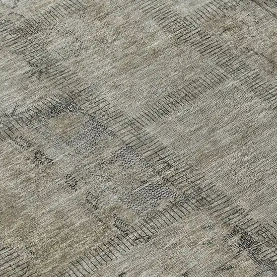 8' Taupe Brown And Beige Round Patchwork Washable Indoor Outdoor Area Rug Photo 8