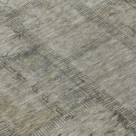 8' Taupe Brown And Beige Round Patchwork Washable Indoor Outdoor Area Rug Photo 8