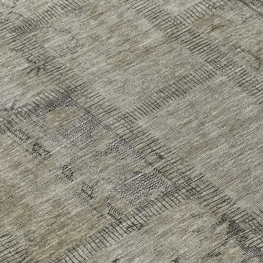 8' Taupe Brown And Beige Round Patchwork Washable Indoor Outdoor Area Rug Photo 8