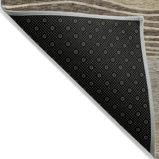 8' Taupe Brown And Beige Round Striped Washable Indoor Outdoor Area Rug Photo 2