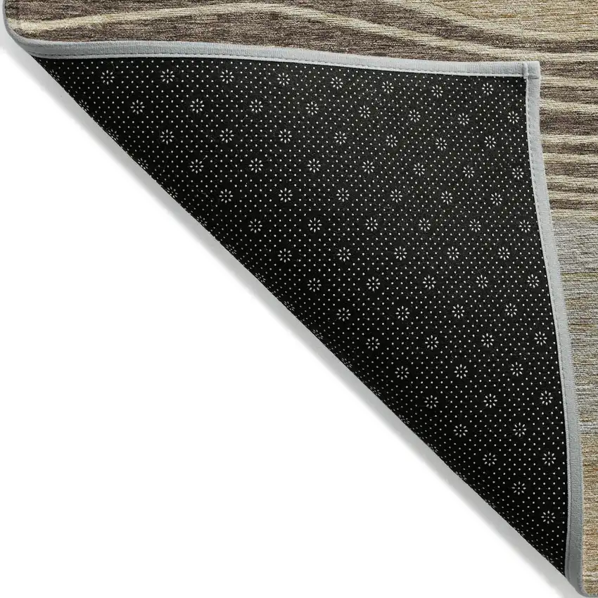 8' Taupe Brown And Beige Round Striped Washable Indoor Outdoor Area Rug Photo 2