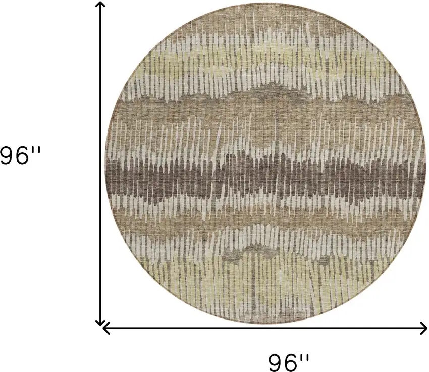 8' Taupe Brown And Beige Round Striped Washable Indoor Outdoor Area Rug Photo 3