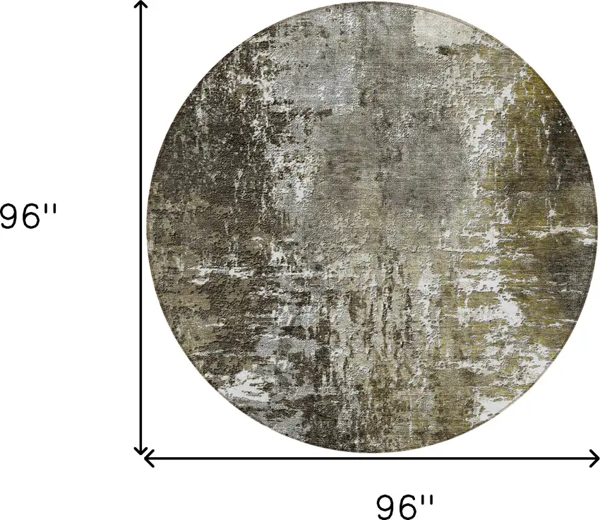 8' Taupe Brown And Gray Round Abstract Washable Indoor Outdoor Area Rug Photo 8