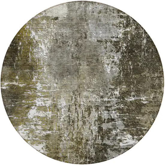 8' Taupe Brown And Gray Round Abstract Washable Indoor Outdoor Area Rug Photo 5