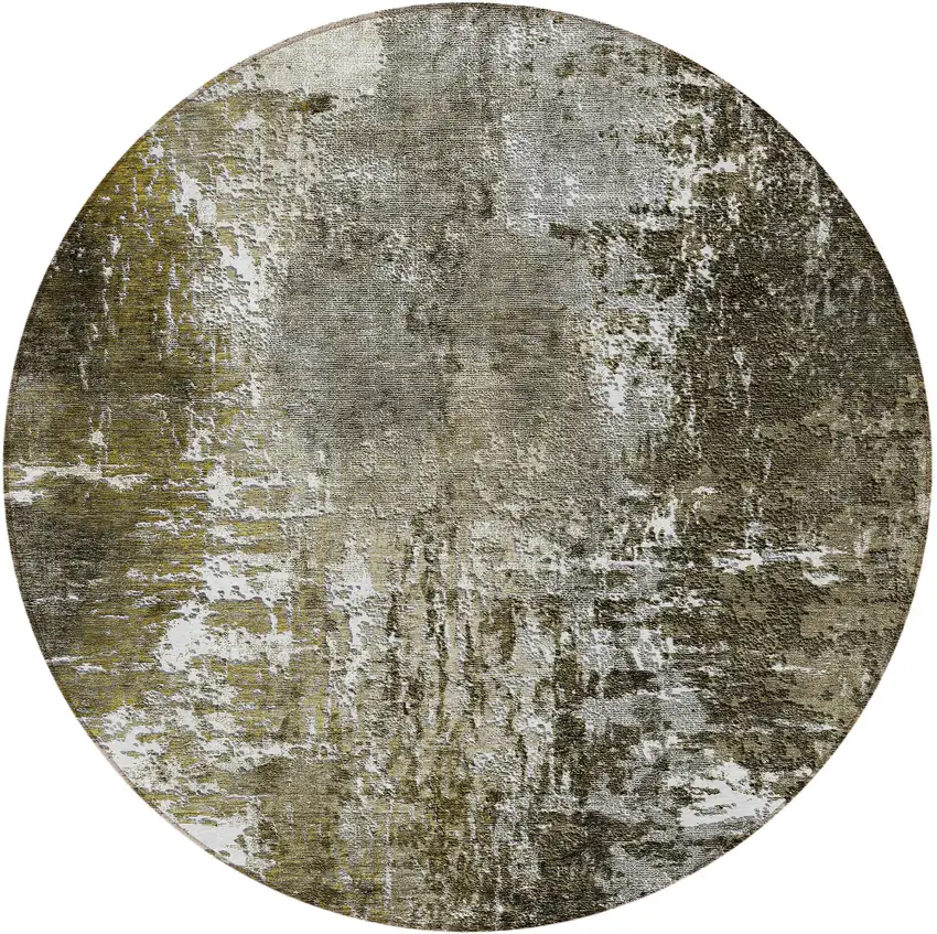 8' Taupe Brown And Gray Round Abstract Washable Indoor Outdoor Area Rug Photo 5