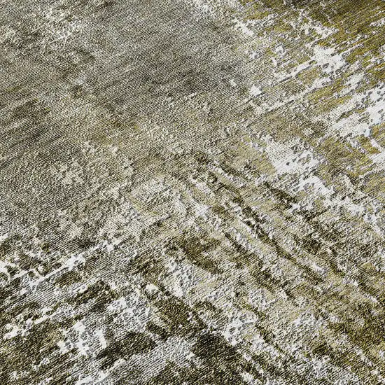 8' Taupe Brown And Gray Round Abstract Washable Indoor Outdoor Area Rug Photo 9