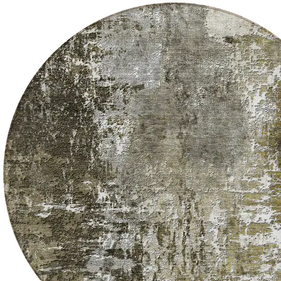8' Taupe Brown And Gray Round Abstract Washable Indoor Outdoor Area Rug Photo 4