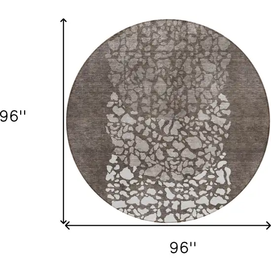 8' Taupe Brown And Ivory Round Abstract Washable Indoor Outdoor Area Rug Photo 3