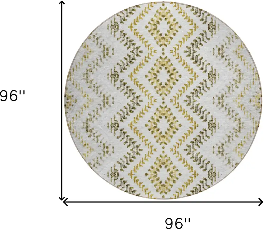 8' Taupe Brown And Ivory Round Geometric Washable Indoor Outdoor Area Rug Photo 3
