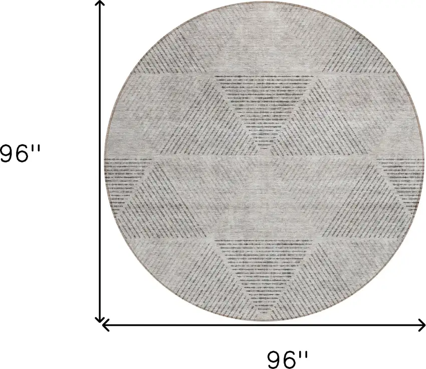 8' Taupe Brown And Ivory Round Geometric Washable Indoor Outdoor Area Rug Photo 3