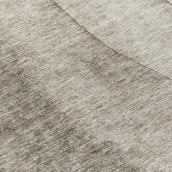 8' Taupe Brown And Ivory Round Ombre Washable Indoor Outdoor Area Rug Photo 7