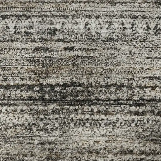 8' Taupe Brown And Ivory Striped Washable Round Rug With UV Protection Photo 9