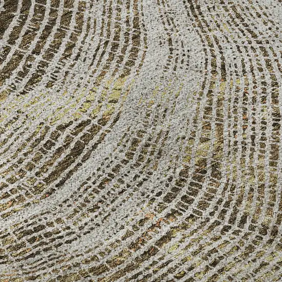 8' Taupe Brown And Ivory Woodland Lodge Washable Round Rug With UV Protection Photo 8