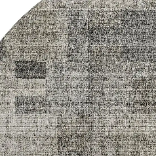 8' Taupe Charcoal And Beige Geometric Washable Round Rug With UV Protection Photo 2