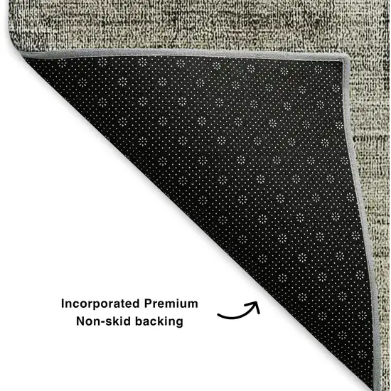 8' Taupe Charcoal And Beige Geometric Washable Round Rug With UV Protection Photo 5