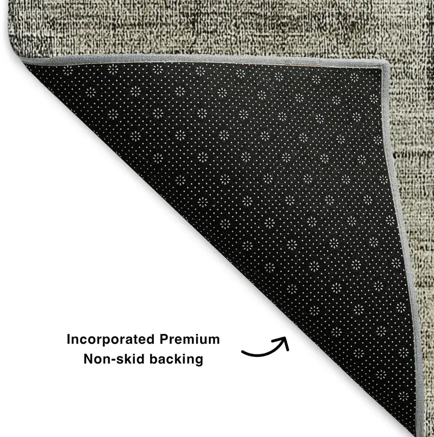 8' Taupe Charcoal And Beige Geometric Washable Round Rug With UV Protection Photo 5