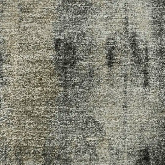 8' Taupe Charcoal And Brown Abstract Washable Round Rug With UV Protection Photo 7