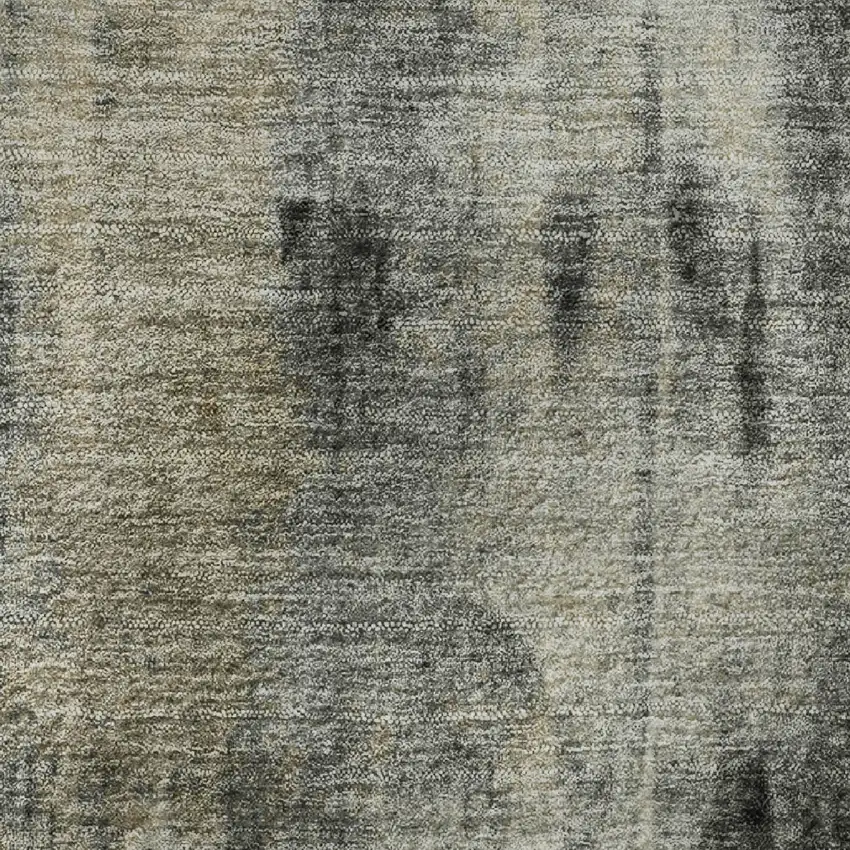 8' Taupe Charcoal And Brown Abstract Washable Round Rug With UV Protection Photo 7