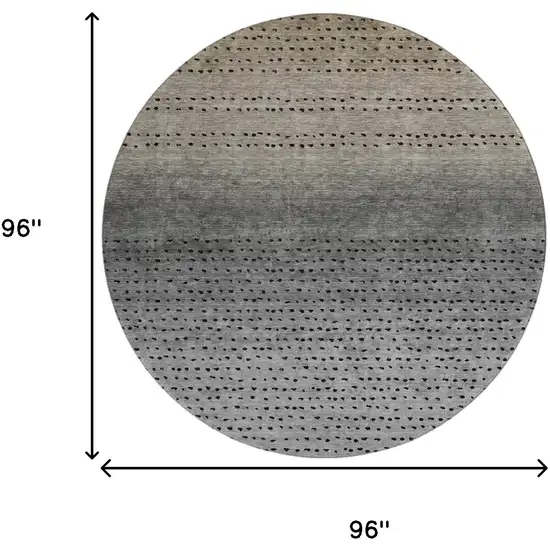 8' Taupe Charcoal And Gray Abstract Washable Round Rug With UV Protection Photo 9