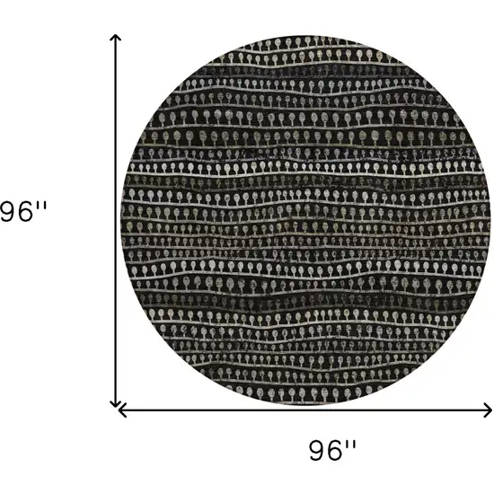 8' Taupe Charcoal And Gray Round Striped Washable Indoor Outdoor Area Rug Photo 3
