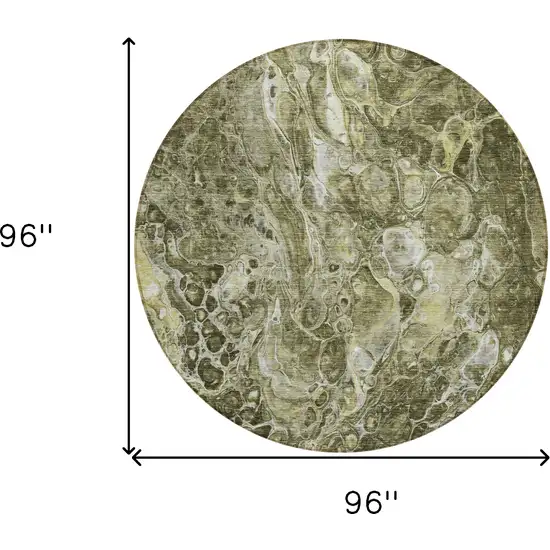 8' Taupe Chocolate And Beige Round Abstract Washable Indoor Outdoor Area Rug Photo 3