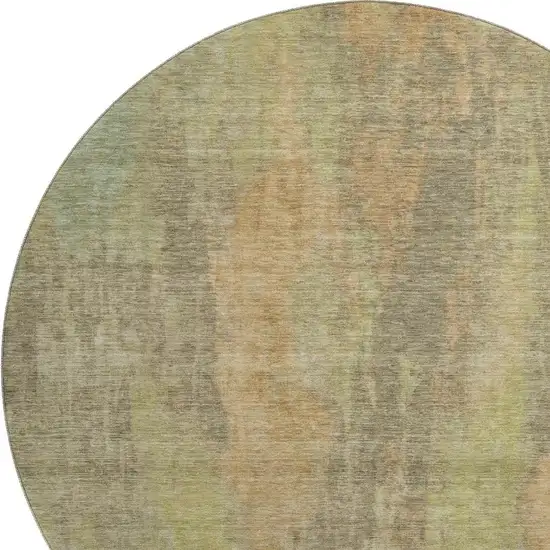 8' Taupe Copper And Brown Abstract Washable Round Rug With UV Protection Photo 2