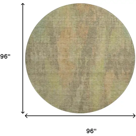 8' Taupe Copper And Brown Abstract Washable Round Rug With UV Protection Photo 9
