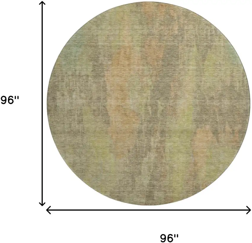 8' Taupe Copper And Brown Abstract Washable Round Rug With UV Protection Photo 9