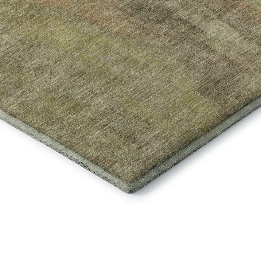 8' Taupe Copper And Brown Abstract Washable Round Rug With UV Protection Photo 6