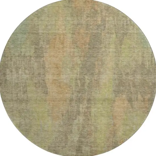 8' Taupe Copper And Brown Abstract Washable Round Rug With UV Protection Photo 3