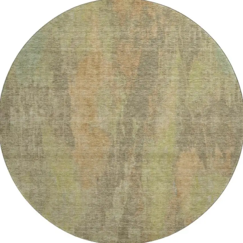 8' Taupe Copper And Brown Abstract Washable Round Rug With UV Protection Photo 3