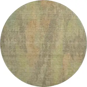 Photo of 8' Taupe Copper And Brown Abstract Washable Round Rug With UV Protection